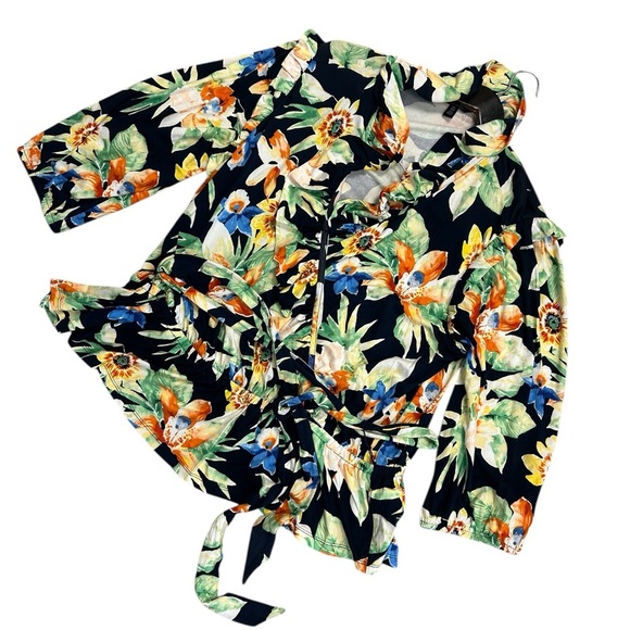 Ralph Lauren 3XL NAOT Orange and Yellow Peplum Blouse with 3/4 Sleeves belted - Picture 3 of 15